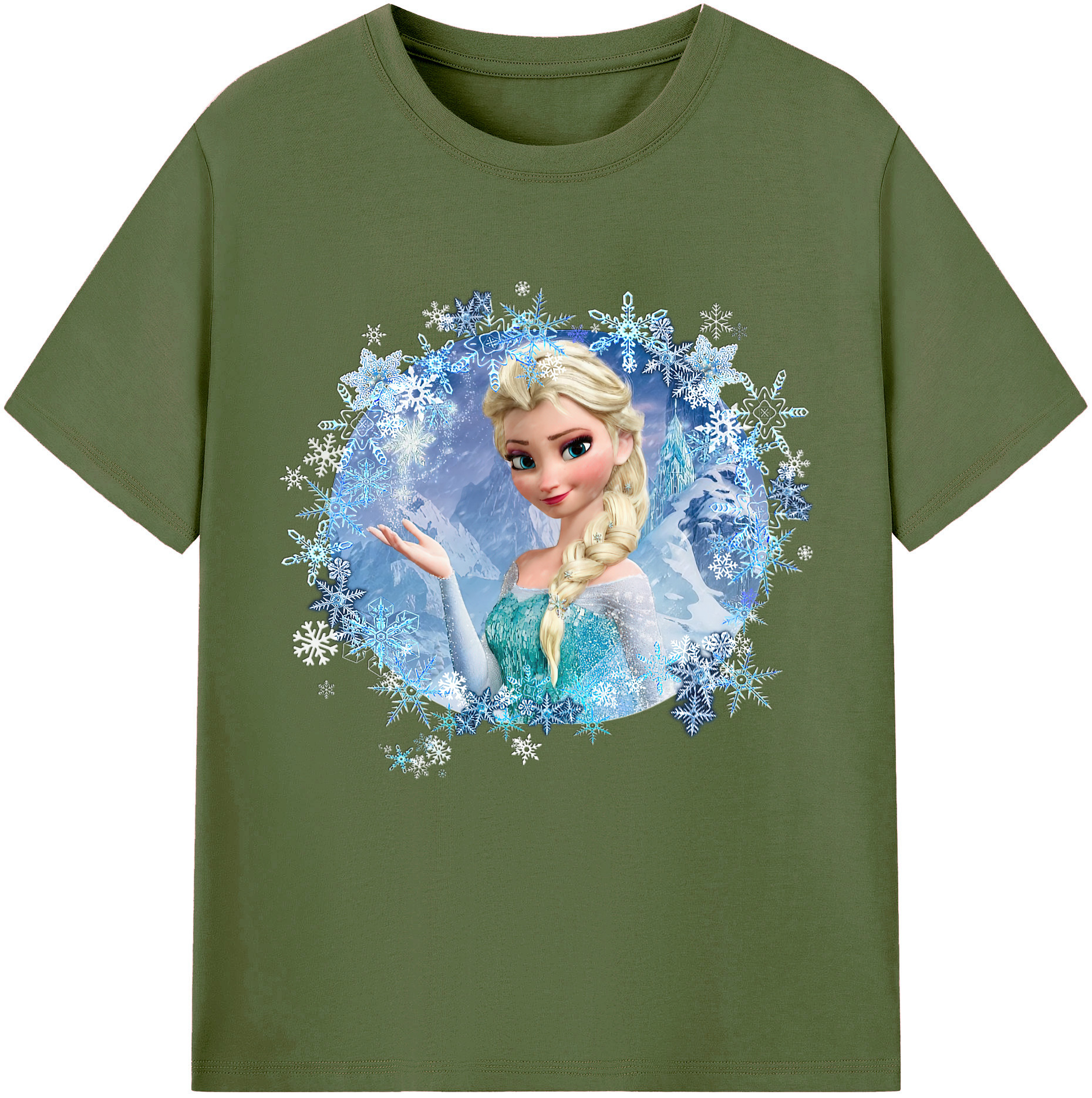 （画像用） アナと雪の女王 アンナ エルサ Frozen Anna Elsa 綿100％半袖Tシャツ（フロントプリント）